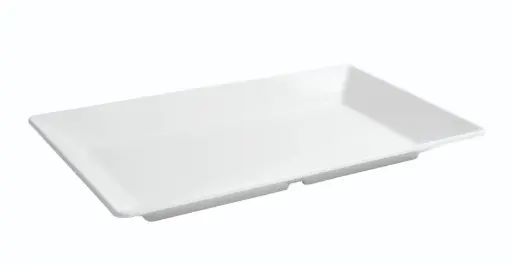 [B885063] Fuente rectangular Ming blanca melamina 46x27x5 cm