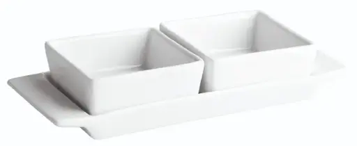[B2360] Soporte porcelana c / 2 bol Ming 8x8x3,5 cm 22x9x4 cm
