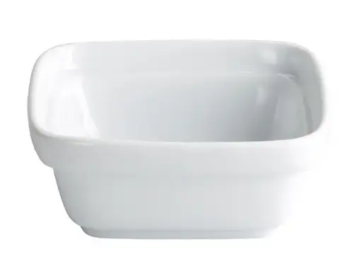 [B2434R] Bol degustación apilable porcelana blanco cuadrado 12x12x5 cm