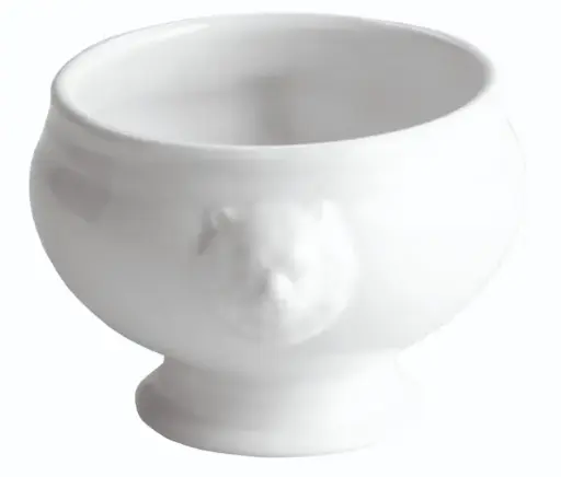 [B811] Bol cabeza de Leon porcelana blanco 11x9 cm