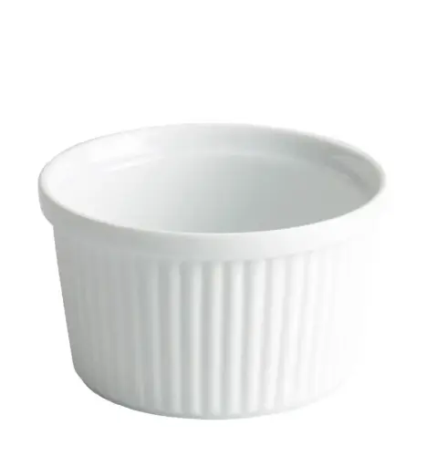 [B2038V] Ramequin Acanalado Porcelana Blanco 10X5,5 Cm.