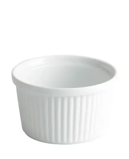 [B2035R] Ramequin Acanalado Porcelana Blanco 7X4 Cm.