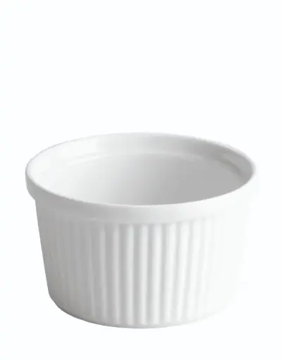 [B1635R] Ramequin Acanalado Porcelana Blanco 6X3 Cm.
