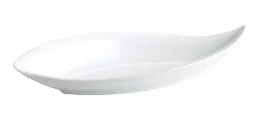 [B2424R] Fuente oval hoja porcelana blanca 20x9x3 cm