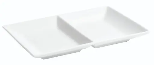 [B1922] ZZ26 Fuente Rectangular Ming 2 Comportimentos Porcelana 20X13X2 Cm.