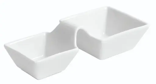[B1933] Bol Ming 2 compartimentos porcelana blanco 17x8x4 cm