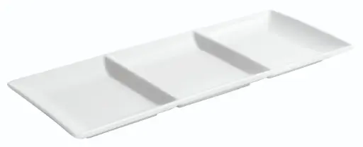 [B1921] Fuente rectangular Ming 3 compartimentos porcelana 30x12x2 cm