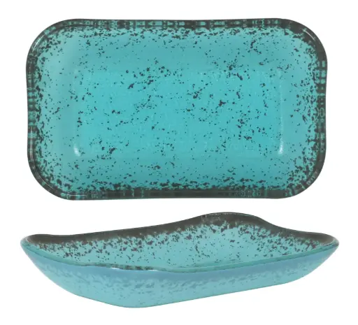 [P605103C] Fuente rectangular turquesa 18x11x3 cm