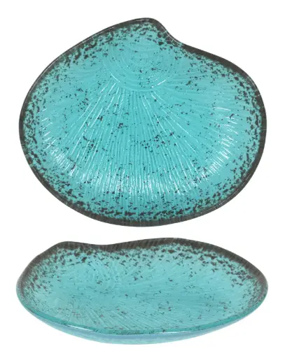 [P605096C] Fuente Concha turquesa 19x16x2 cm