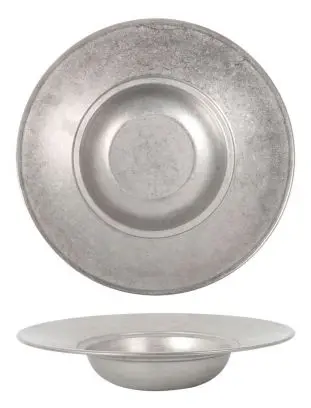 [P1501018A] Plato pasta plata vieja de acero inoxidable VINTAGEØ26x5.6