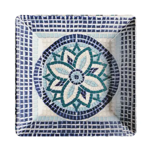 [B2770Y2-2] Plato hondo Ming II "Mayolica" 18x18 cm