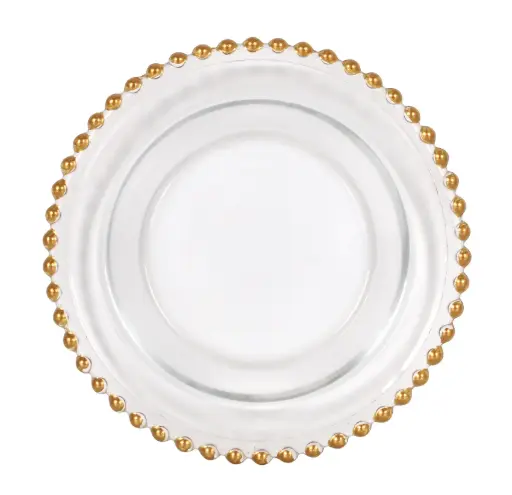 [V638051B] Plato pan Biarritz filo dorado 16 cm