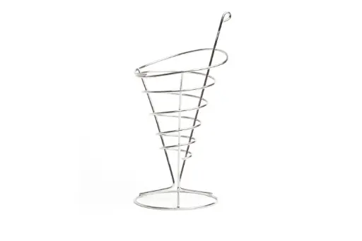 [7487] Soporte conos chips de acero inoxidable 11x23 cm
