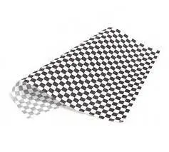 [7674] Papel Antigrasa Cuadros Bco/Negro 34X28 Cm. 1000 Unid.