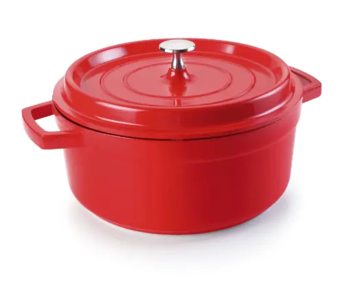 [25916] Cacerola Aluminio Fundido Roja Redonda C/Tapa 16 Cm.