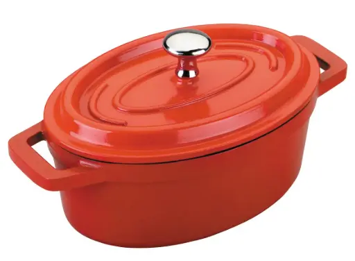 [25927] Cacerola Aluminio Fundido Roja Oval C/Tapa 26X20 Cm.