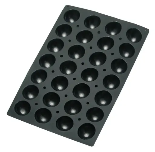 [66761] Molde silicona Semiesfera 28 cavidades 70x35 mm Black 60x40 cm
